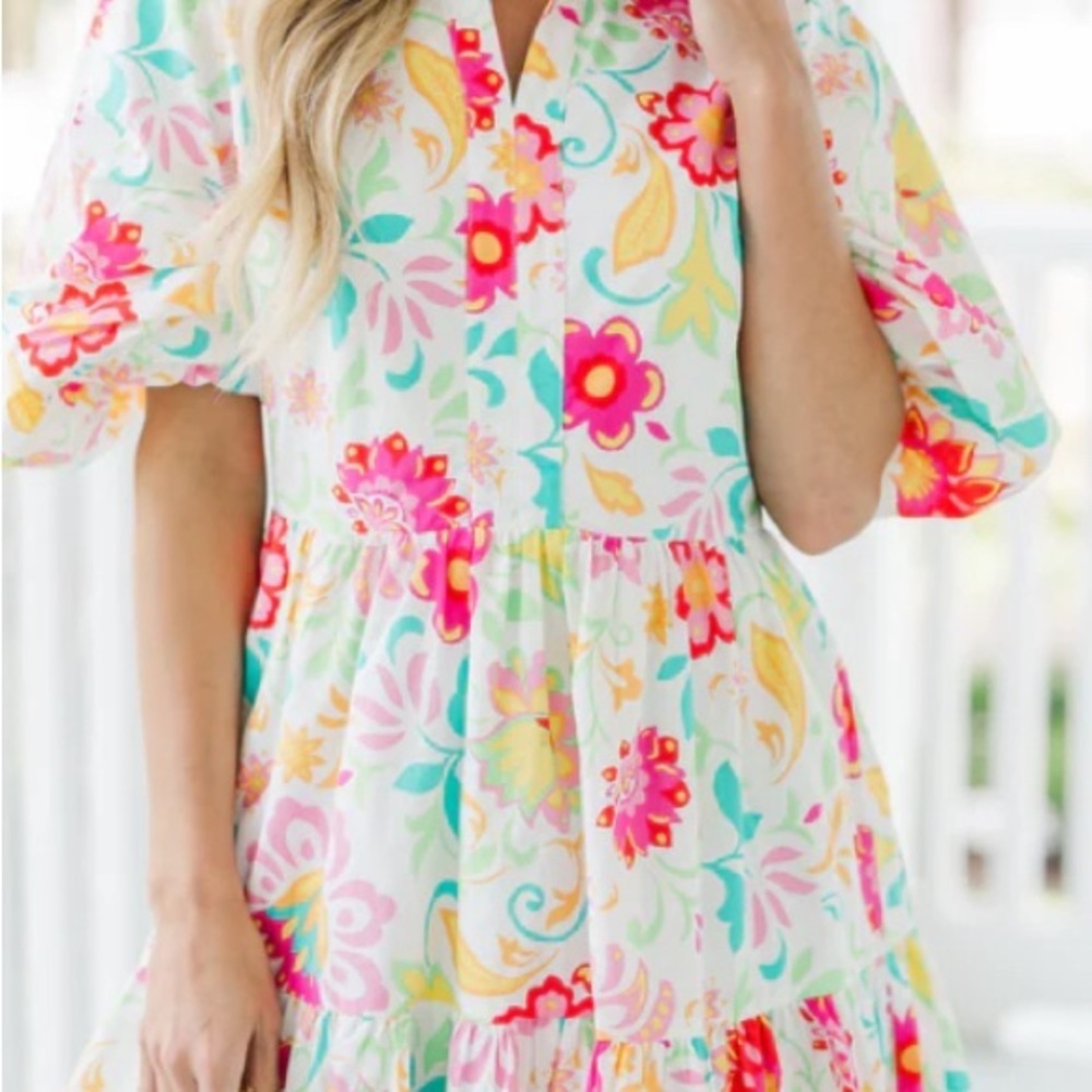 Vibrant Floral Dress by Fate new size small